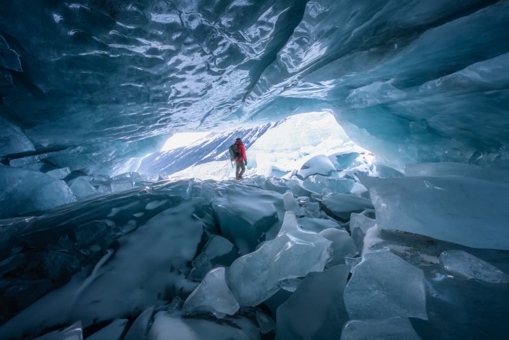 Blue Ice Cave Adventure by Yongnan Li (李永男) — canvas wall art