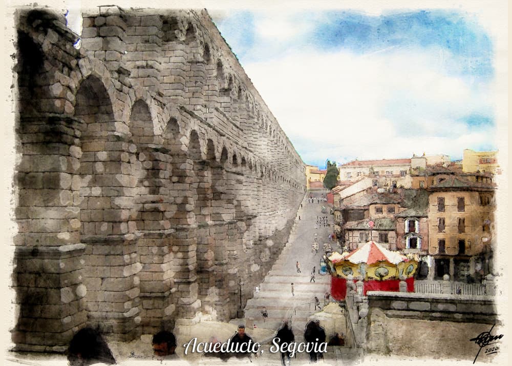 Roman Aqueduct Segovia by Osvaldo Russo — canvas wall art