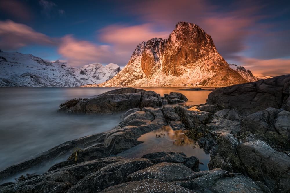 Golden Hour Fjord Peak by Raymond Hoffmann — canvas wall art