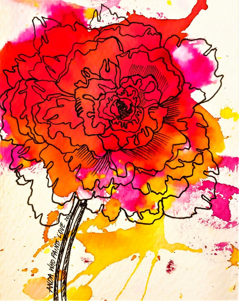 Red Peonia by Anda Bieza — canvas wall art