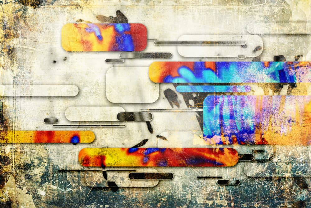Colorful Grunge Shapes by Rafal Kulik — canvas wall art