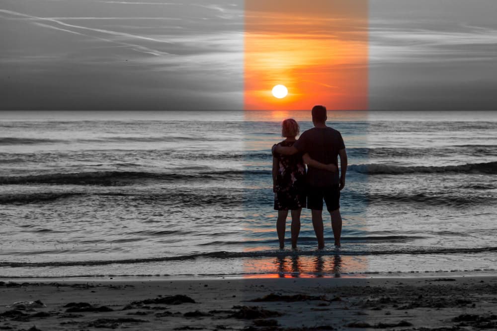 Romantic Sunset Embrace by Leif Løndal — canvas wall art