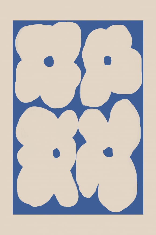 Soft Blue Floral Forms by Melloi Art Prints — canvas wall art
