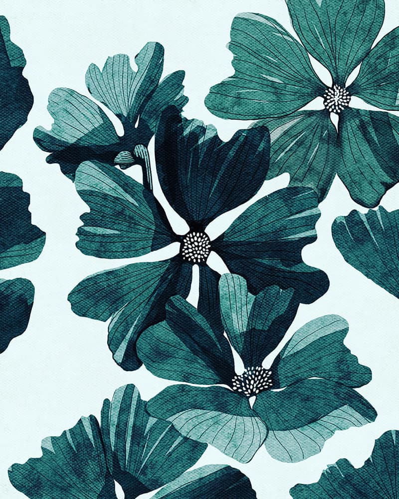 Blue Flowers by Katie O'Shea — canvas wall art