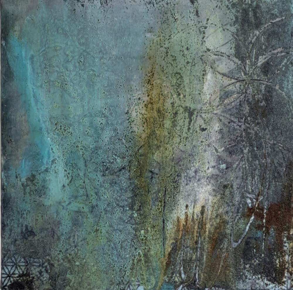 Blue Green Patina Abstract by Deb Chaney — canvas wall art