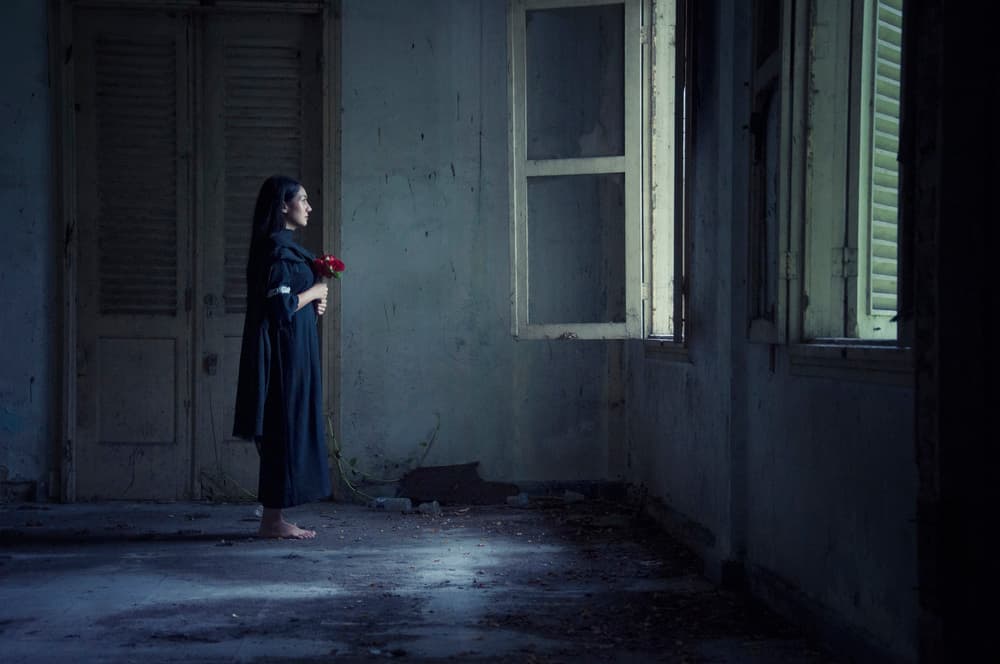 Melancholy Woman Dark Room by Joey Bangun — canvas wall art