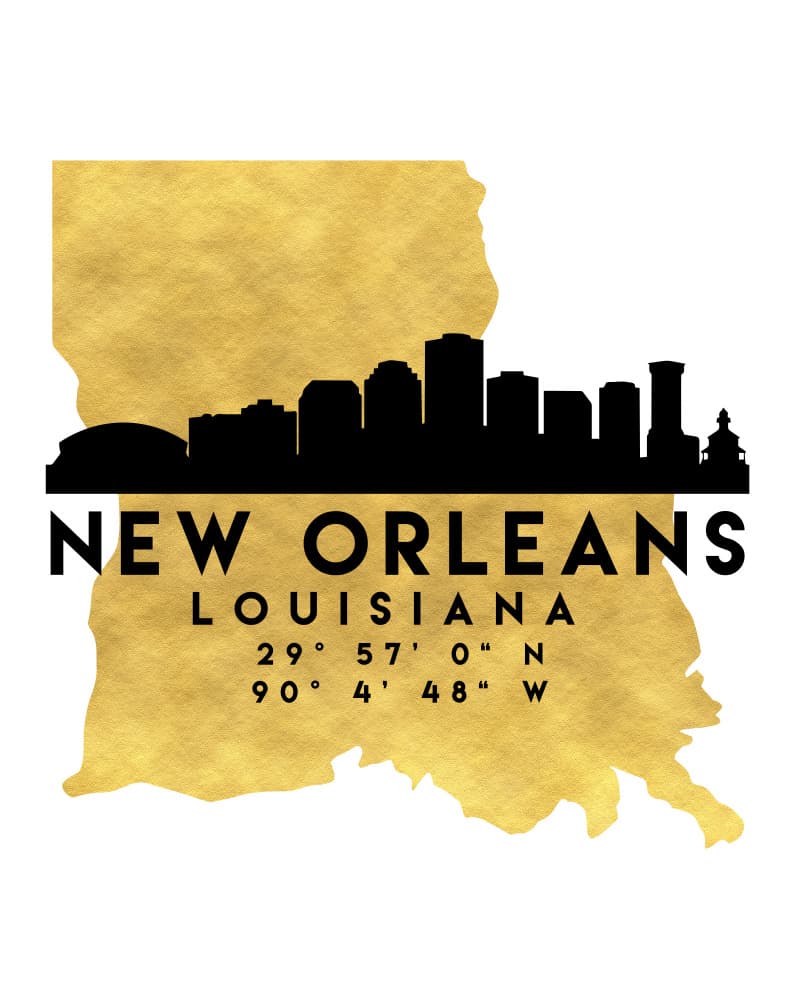 New Orleans Gold Map by Emiliano Deificus — canvas wall art