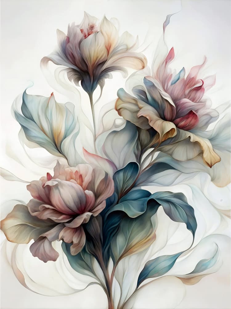 Ethereal Pastel Flowers by Miguel Bruzual — canvas wall art