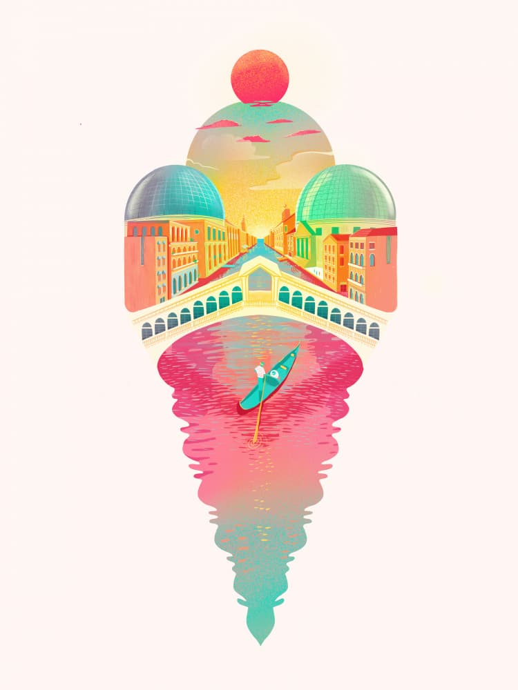 Whimsical Venice Canal by Mark Harrison — canvas wall art