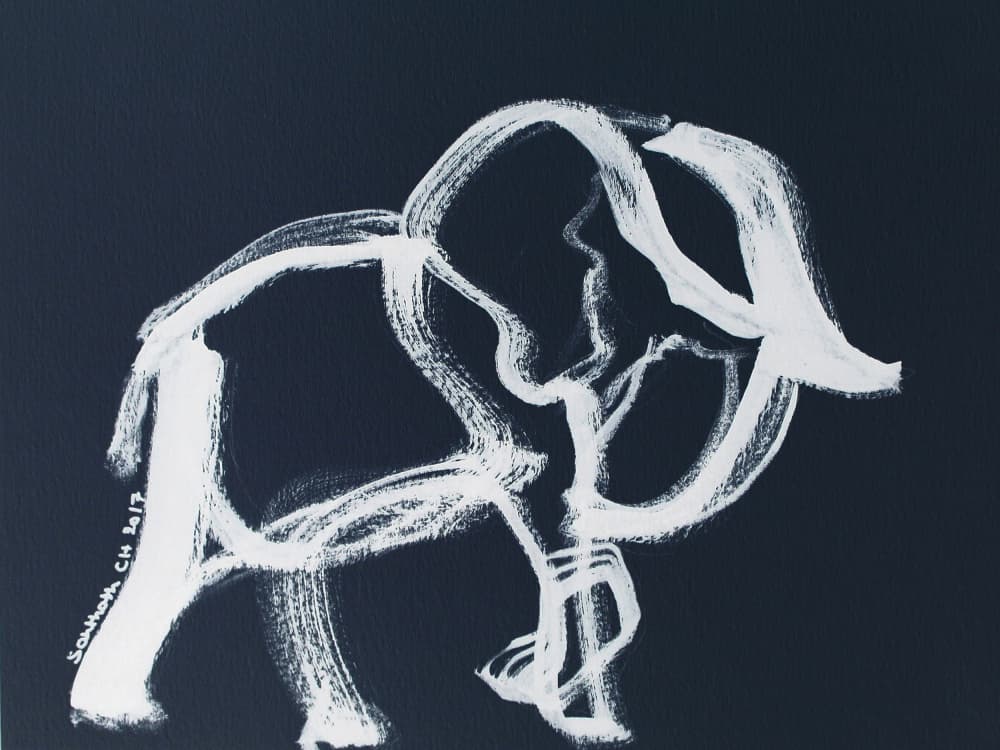 Minimalist White Elephant by Santhosh ch — canvas wall art