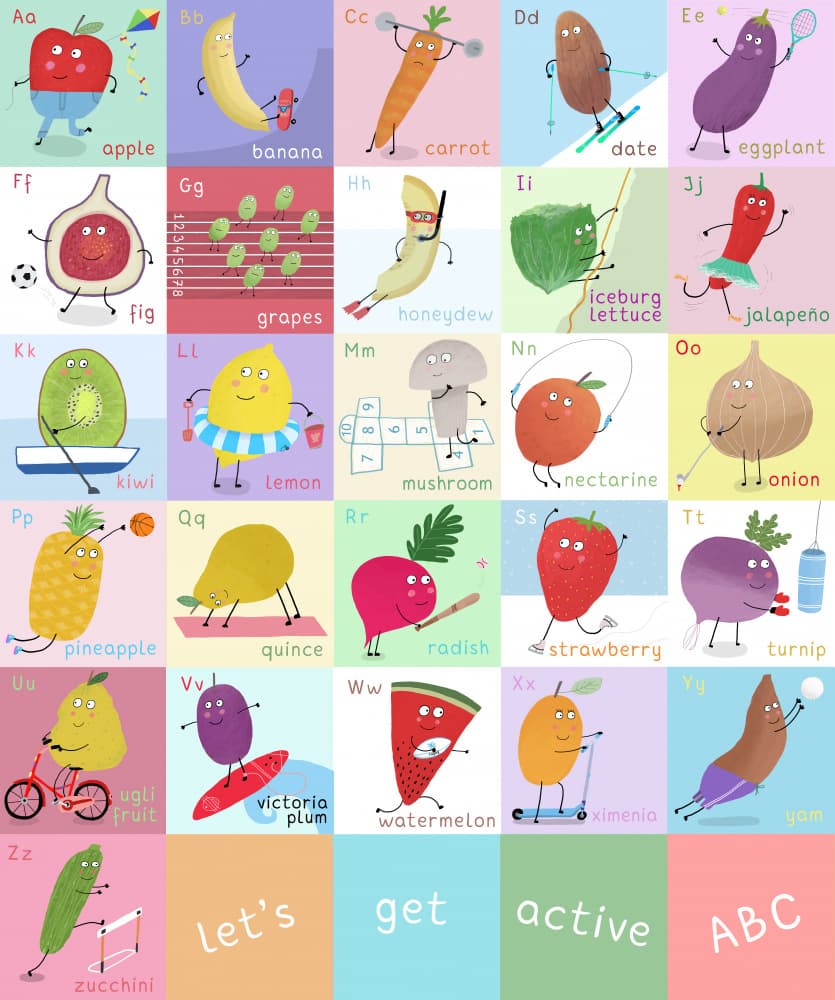 Playful Produce ABCs by Carla Daly — canvas wall art