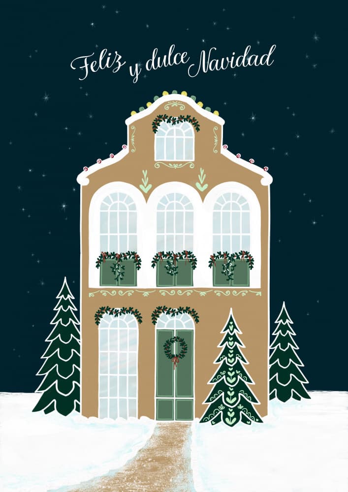 Cozy Christmas House by Rosana Laiz Blursbyai — canvas wall art