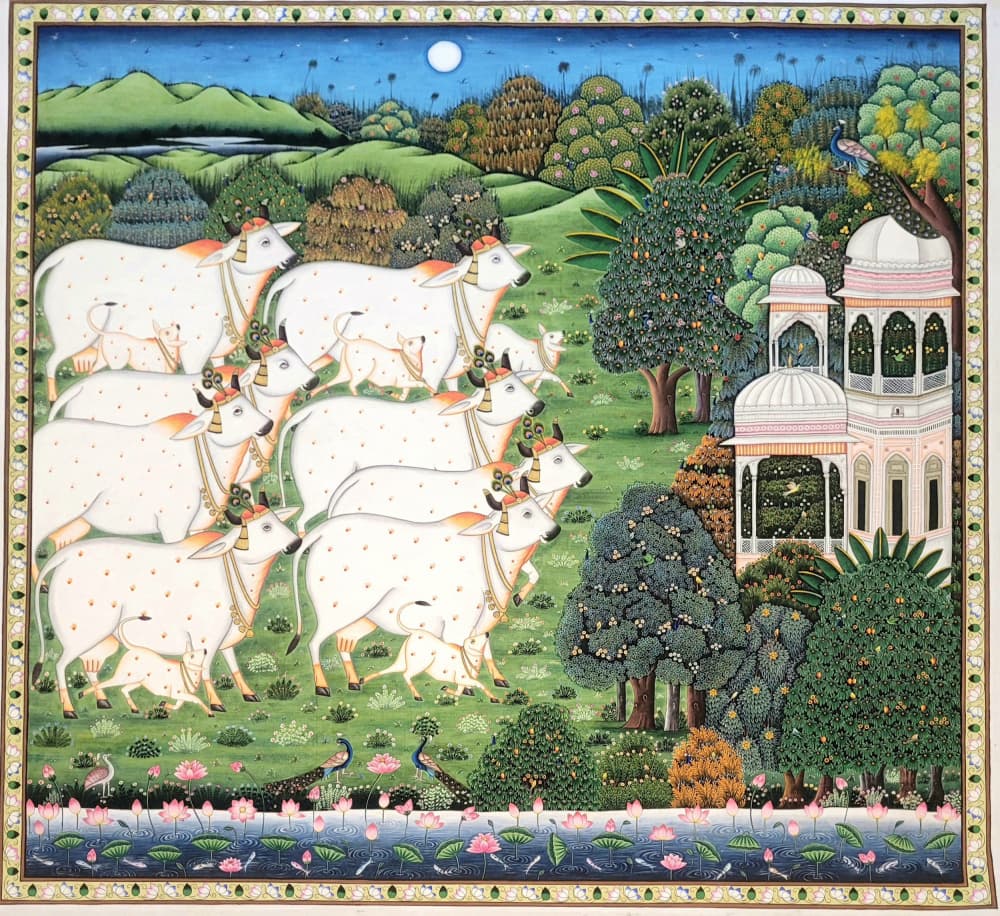 Sacred Cows Moonlit Palace by IMAGINEERS STUDIO — canvas wall art