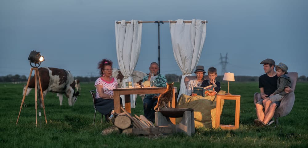 Whimsical Outdoor Family Dining by Gert van den Bosch — canvas wall art