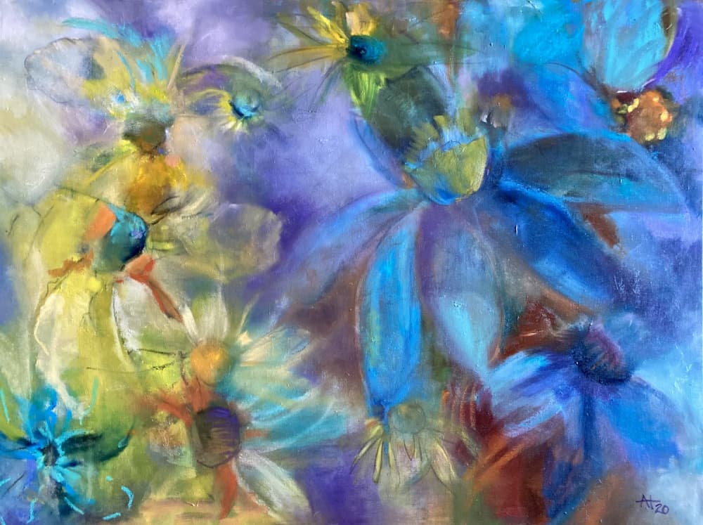 Dreamy Abstract Flowers by Alexandra Higgins — canvas wall art