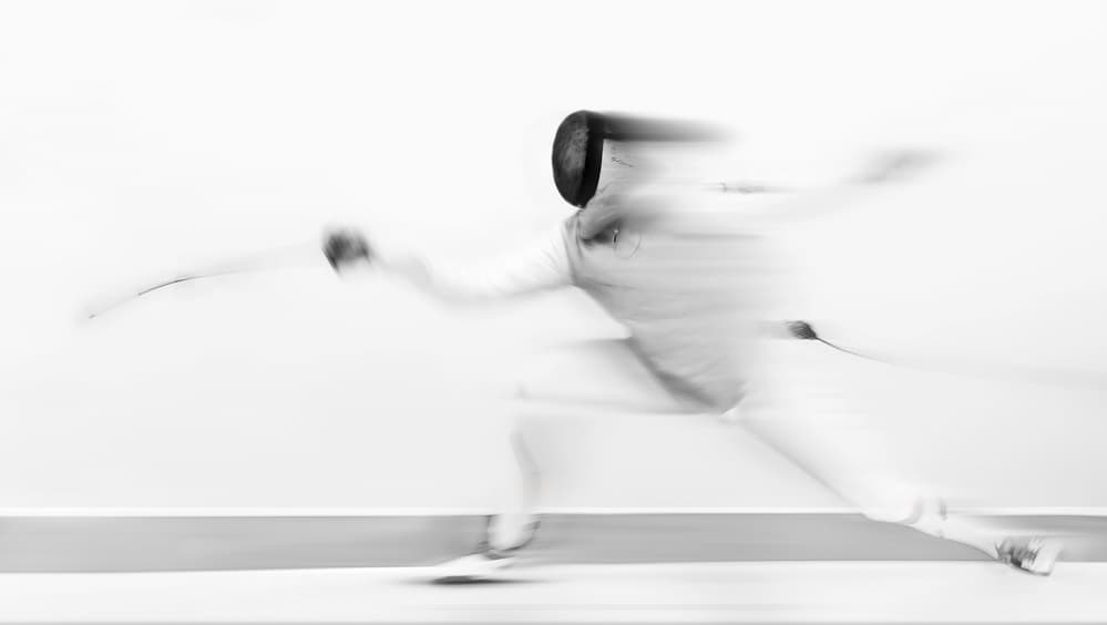 Fencer In Motion Blur by Larry Deng APA — canvas wall art