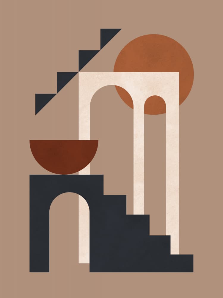 Warm Geometric Archways by Vitor Costa — canvas wall art