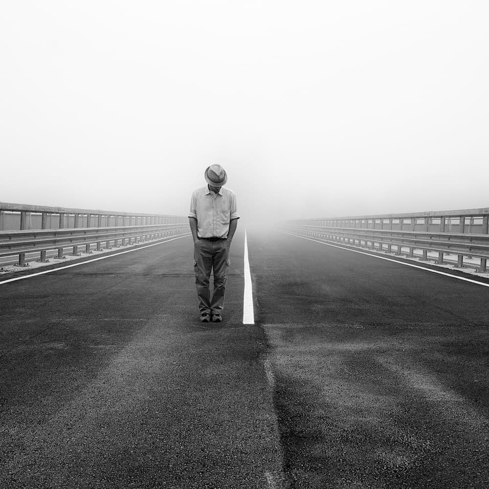 Foggy Road Solitude by Carlo Ferrara — canvas wall art