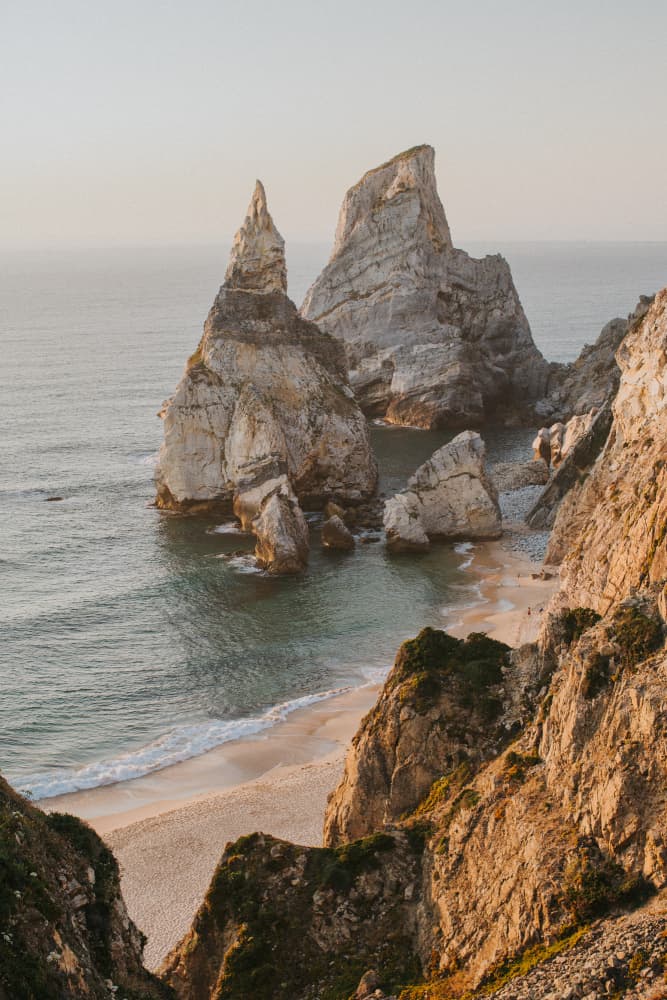 Golden Hour Sea Stacks by Claudia Casal — canvas wall art