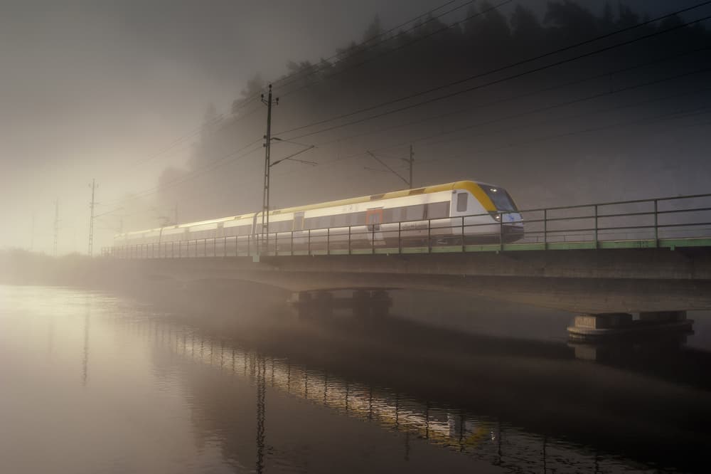 Misty Morning Train by Benny Pettersson — canvas wall art