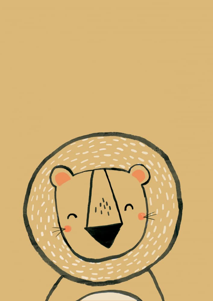 Smiling Cartoon Lion by Laura Pantony — canvas wall art