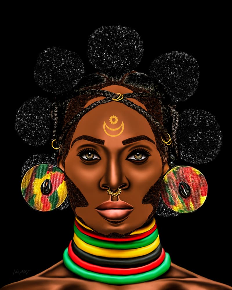 African Queen Portrait by Lord Amihere — canvas wall art