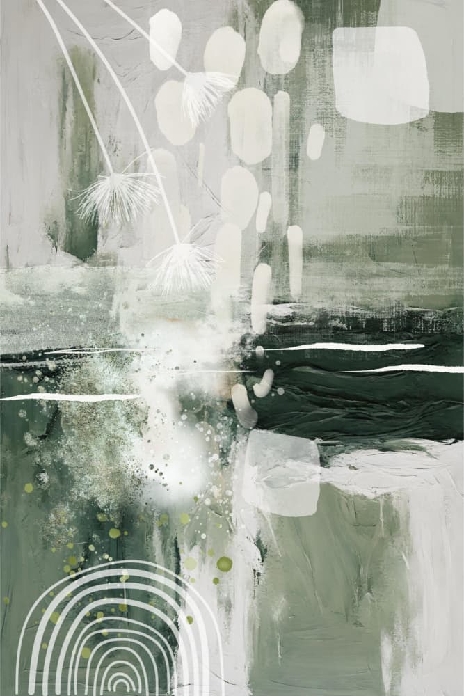 Green Abstract Organic Forms by Sally Ann Moss — canvas wall art