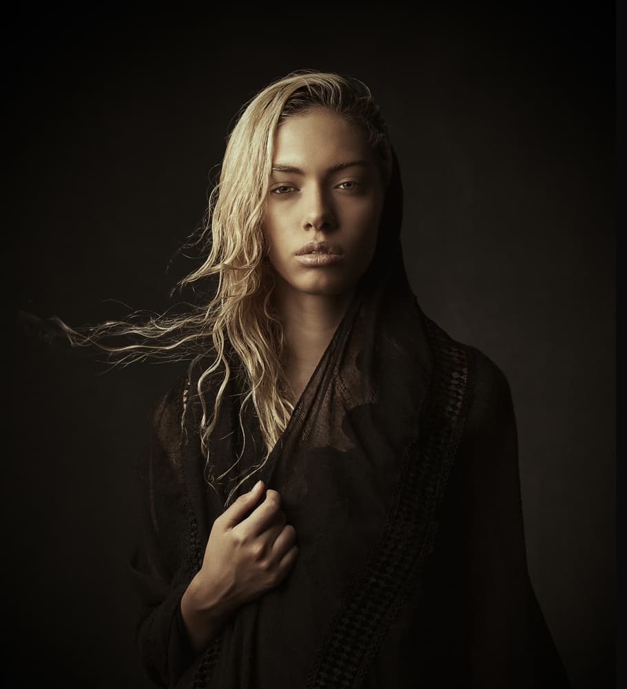 Mysterious Blonde Portrait by Mehdi Mokhtari — canvas wall art