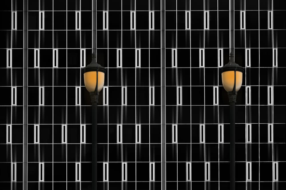 Modern City Night Lamps by Hans-Wolfgang Hawerkamp — canvas wall art