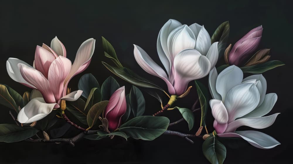 Elegant Magnolia Blooms by Bilge Paksoylu — canvas wall art
