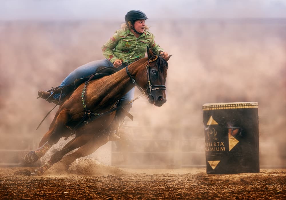 Barrel Racing Action by Ben.C.L — canvas wall art