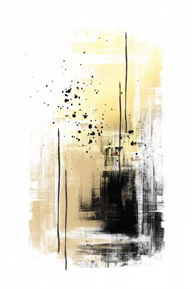 Black Gold Abstract Strokes by Sally Ann Moss — canvas wall art