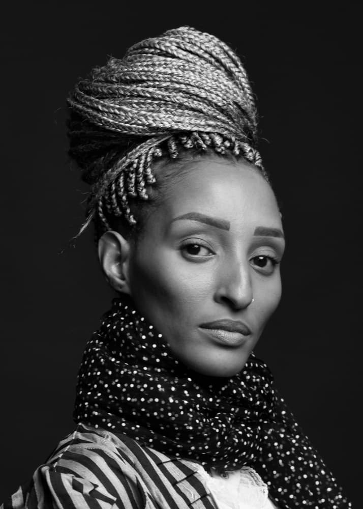 Elegant Braids Portrait by Yoram GIL — canvas wall art