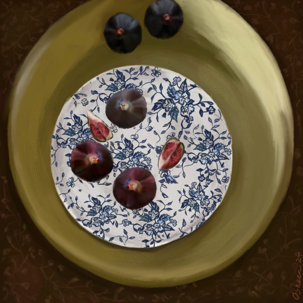 Fresh Figs Still Life by Osheensgallery — canvas wall art