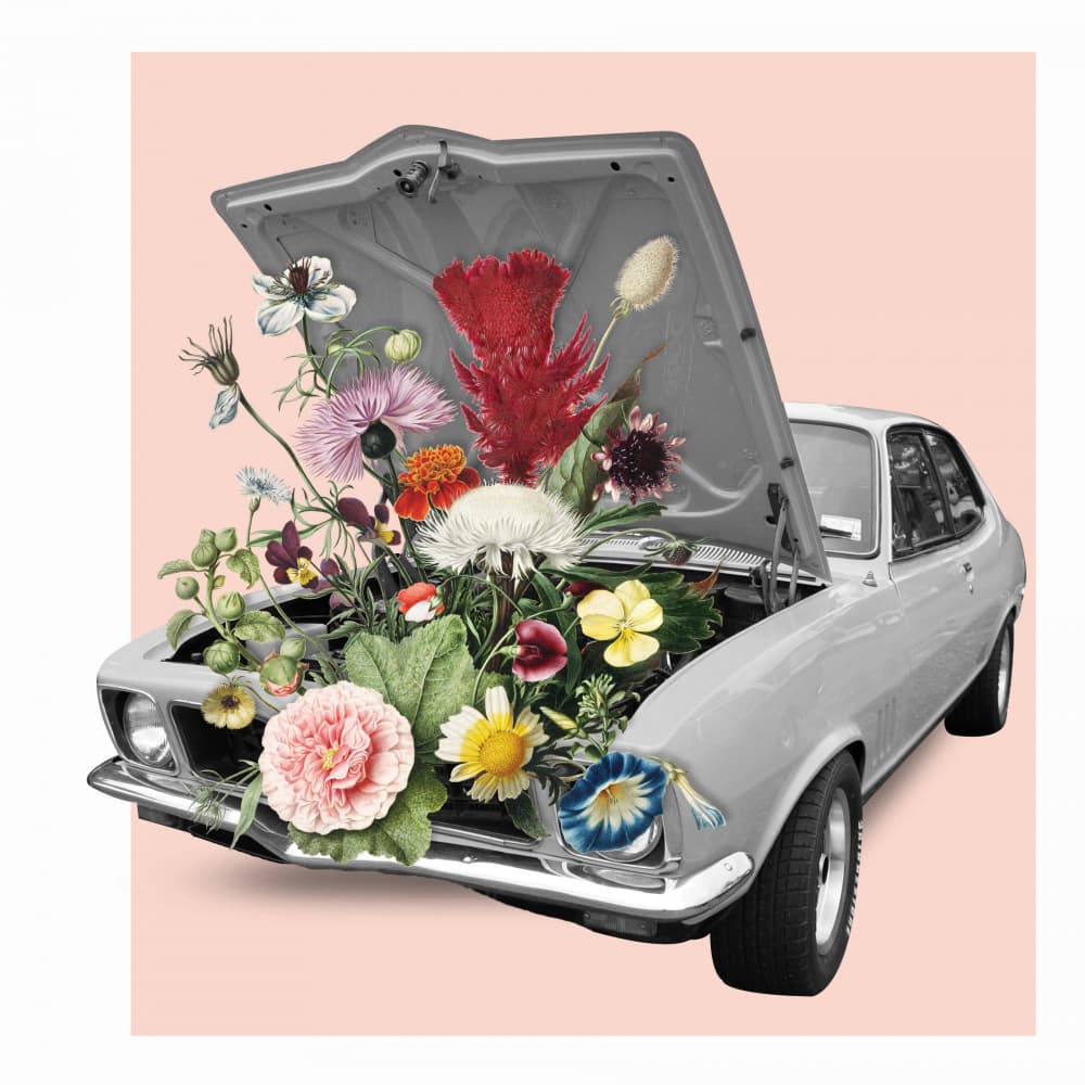 Blooming Classic Car by Marja van den Hurk — canvas wall art
