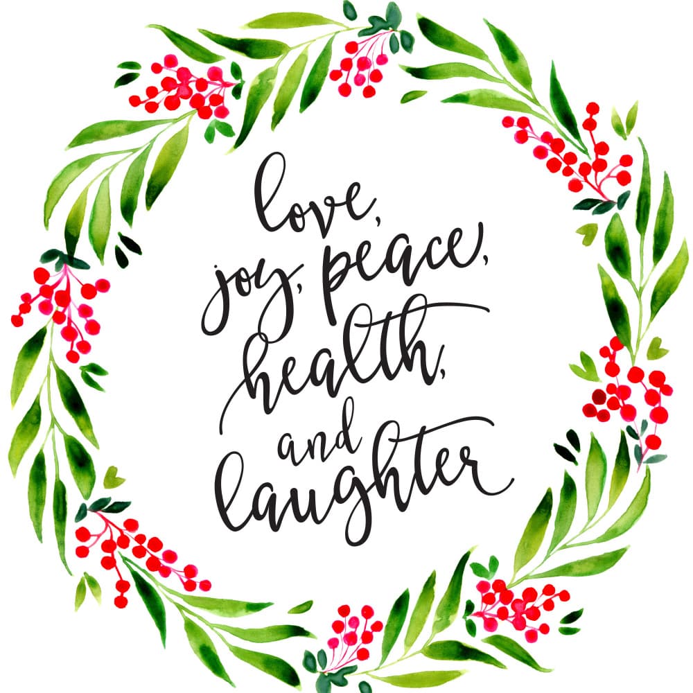 Love Joy Holiday Wreath by Rosana Laiz Blursbyai — canvas wall art