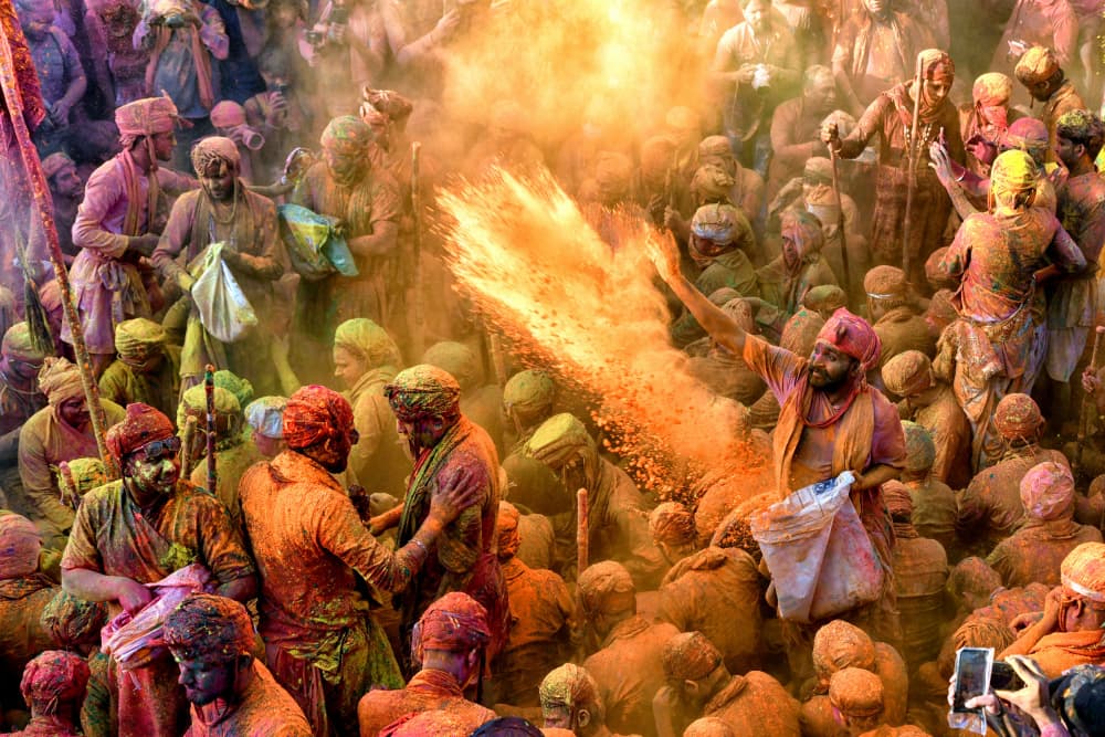 Vibrant Holi Festival by Shaibal Nandi — canvas wall art