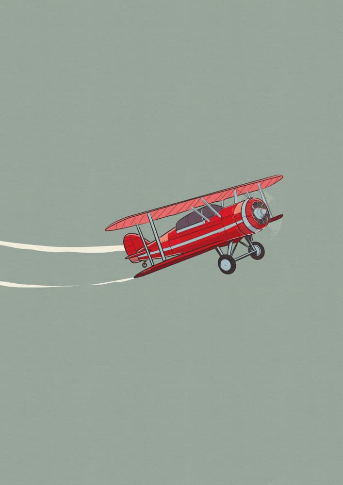 Red Biplane Flight by Nicholas — canvas wall art