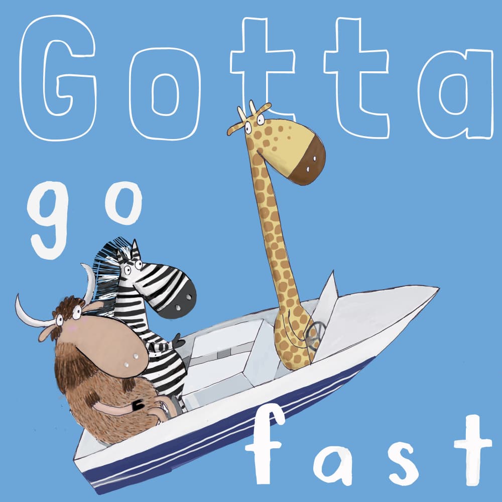 Funny Animals Speedboat Ride by Carla Daly — canvas wall art