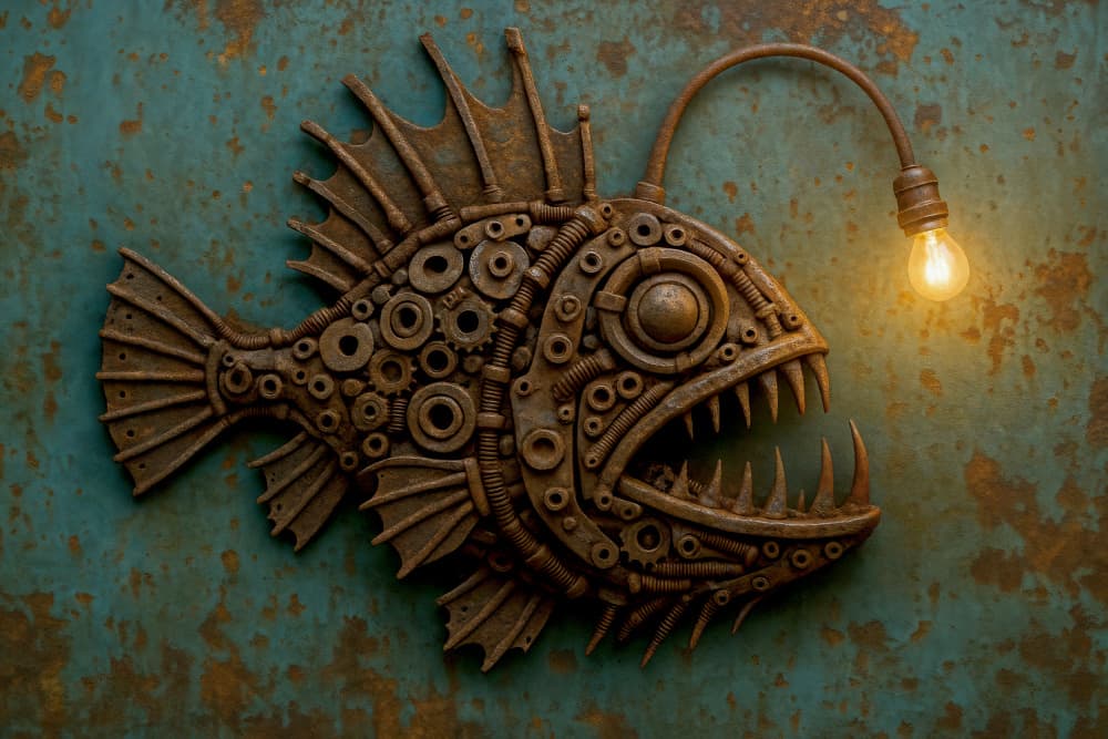 Steampunk Anglerfish Light by Natalie Bruns — canvas wall art