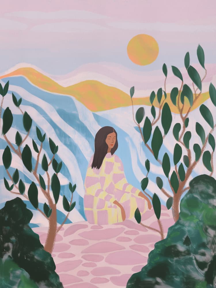Woman in Serene Landscape by Essa Van Reis — canvas wall art