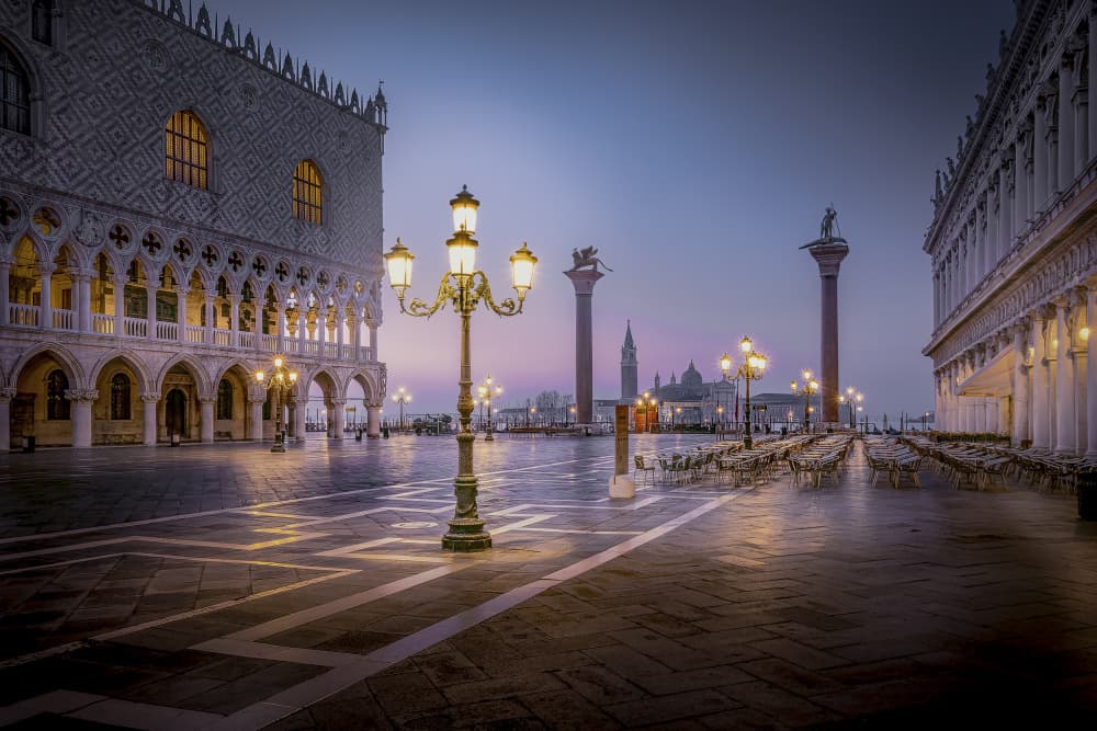 Venice Blue Hour Square by Michael Eßig — canvas wall art