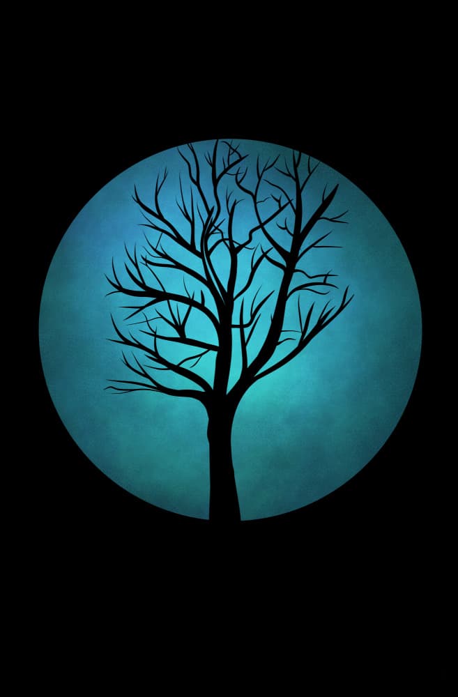 Mystical Blue Moon Tree by Anne-Marie Volfova — canvas wall art