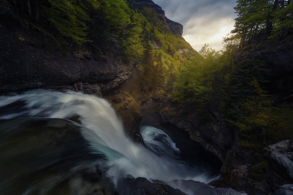 Dramatic Canyon Waterfall by David Martin Castan — canvas wall art