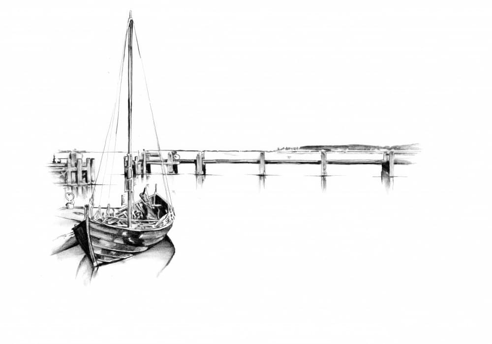 Tranquil Sailboat Drawing by Kulik — canvas wall art