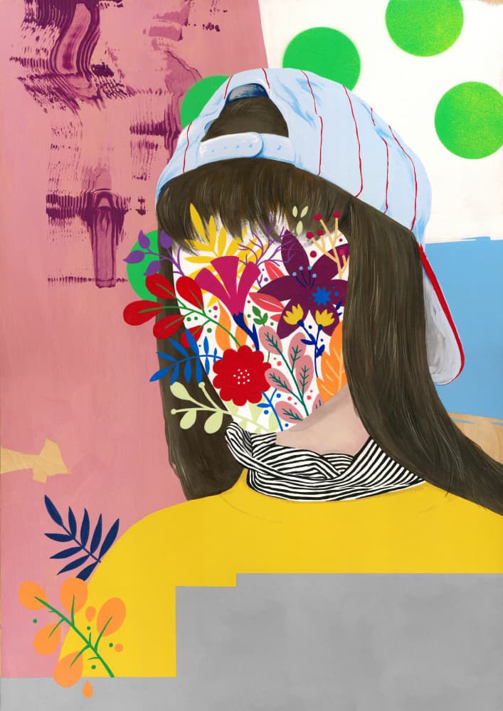 Girl with Flower Face by Famous When Dead — canvas wall art