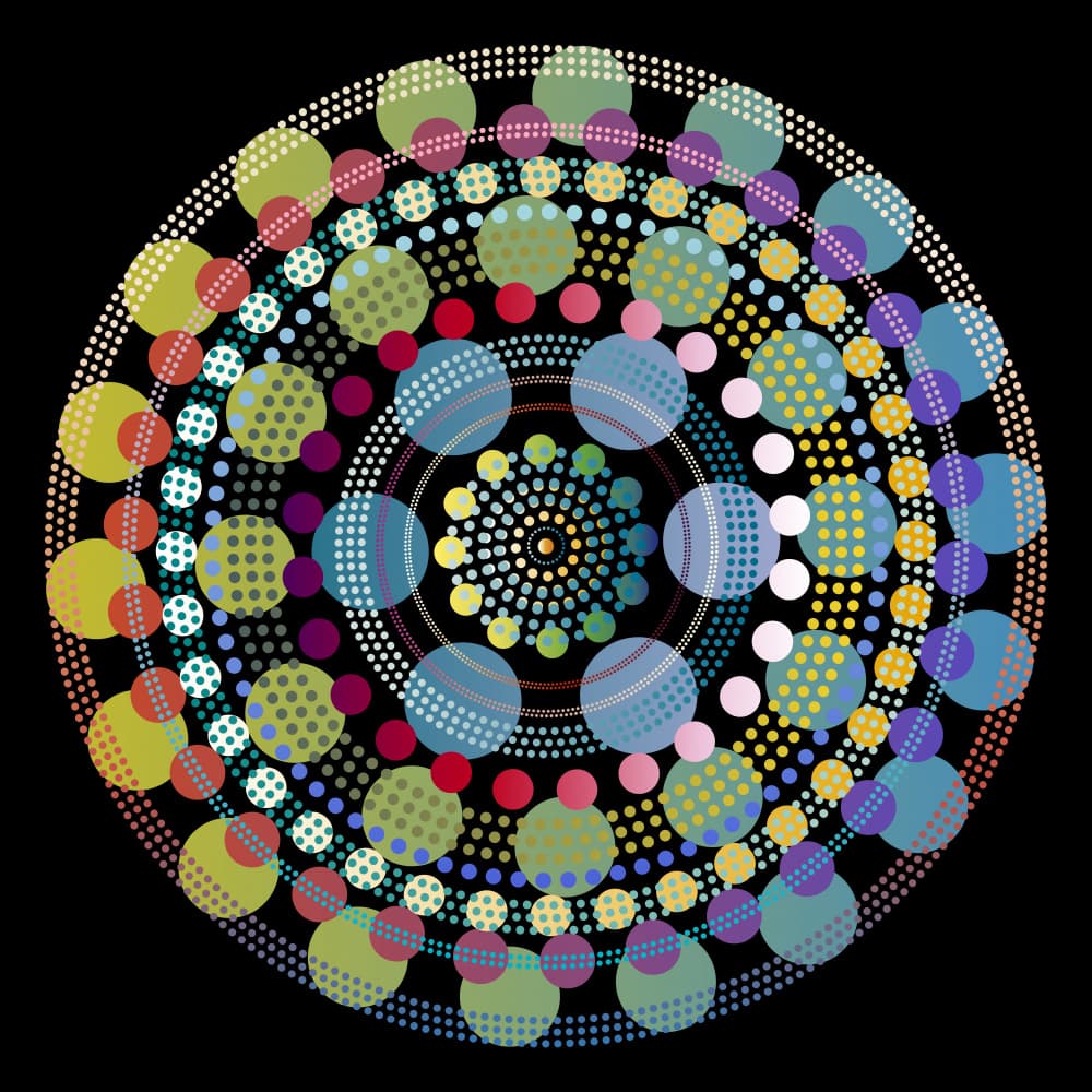Vibrant Dot Mandala by Angelo Cerantola — canvas wall art