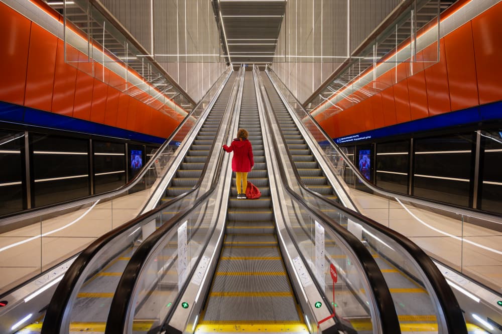 Vibrant Subway Ascent by Azriel Yakubovitch — canvas wall art