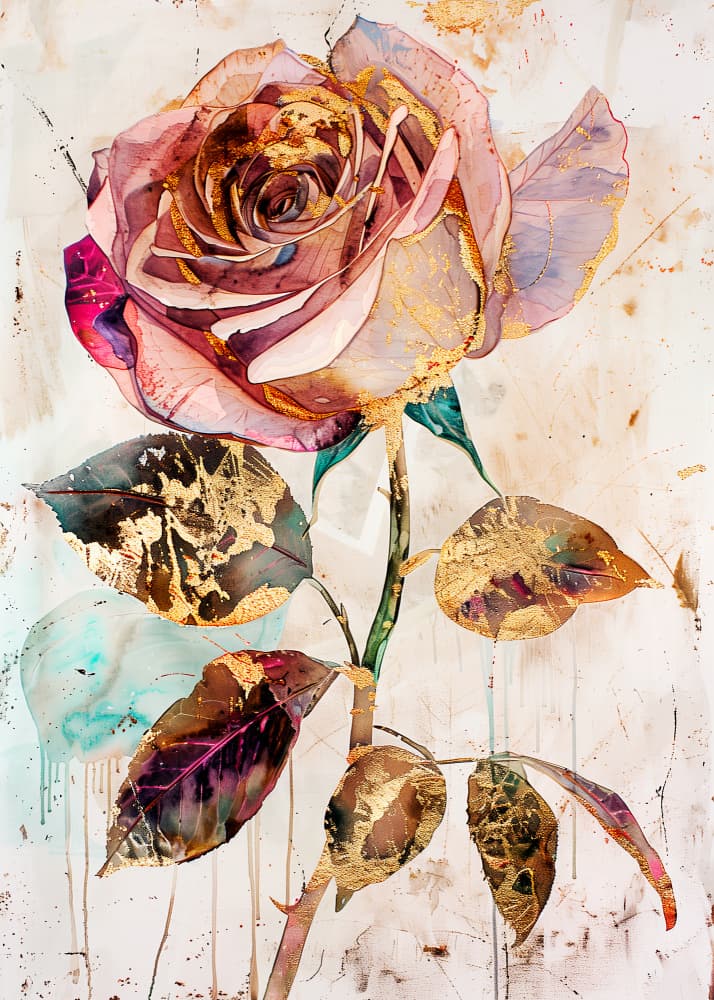 Elegant Golden Rose by Justyna Jaszke — canvas wall art