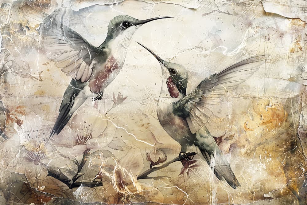 Graceful Hummingbirds Bloom by Rafal Kulik — canvas wall art